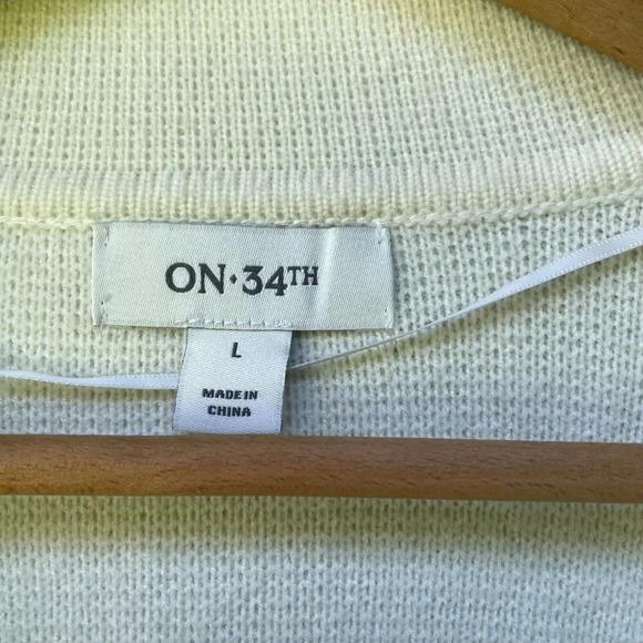 Macy's On 34th Cream Women's Knit Sweater Blazer Size L Neutral Minimalist NWOT - Picture 3 of 8